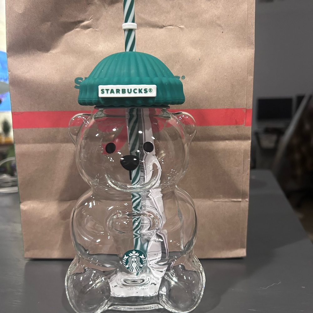 Starbucks Clear Bear Tumbler with Teal Lid